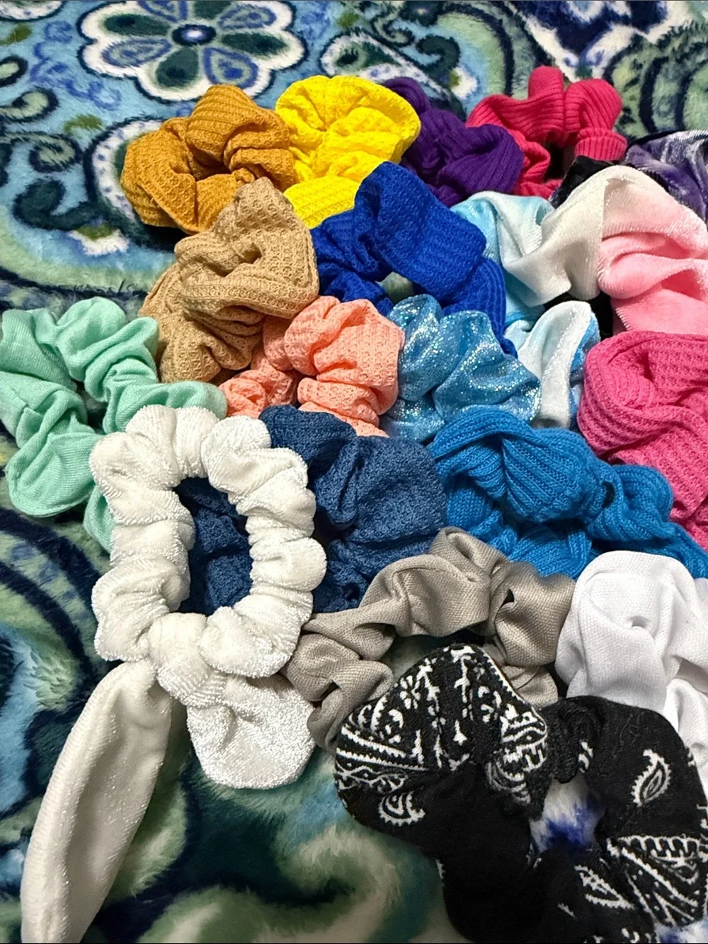 25 Assorted Kids Hair Scrunchies - Multicolor Pack